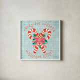 Christmas Treats III by Lindley Wiesner. Shown in a crisp white glass frame for a clean and minimalist style. Available as an archival giclee rolled canvas, fine art paper, or poster print. SKU 95841a.