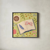Cozy Readers Club II by Lindley Wiesner. Shown in a sleek black glass frame for a contemporary gallery look. Available as an archival giclee rolled canvas, fine art paper, or poster print. SKU 97929a.
