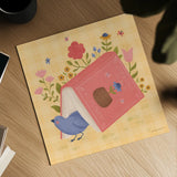 Cozy Readers Club III by Lindley Wiesner. Shown as a detailed flat fine art print, highlighting archival giclee quality. Available as an archival giclee rolled canvas, fine art paper, or poster print. SKU 97930a.