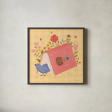 Cozy Readers Club III by Lindley Wiesner. Shown in a sleek black glass frame for a contemporary gallery look. Available as an archival giclee rolled canvas, fine art paper, or poster print. SKU 97930a.