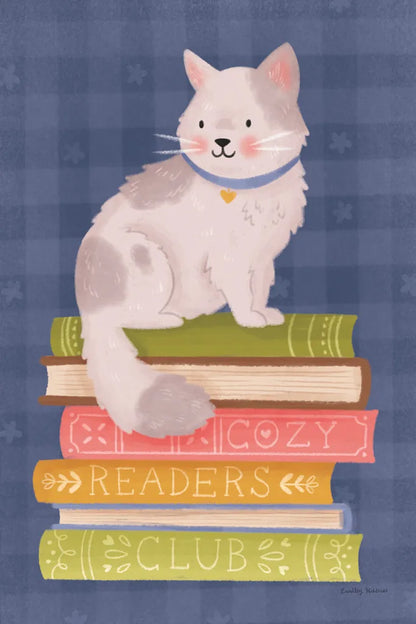 Cozy Readers Club IV by Lindley Wiesner. SKU 97931h. Archival Giclee Fine art print for wall decor.