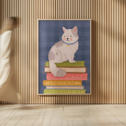 Cozy Readers Club IV by Lindley Wiesner. shown as over sized large wall art. Available as an archival giclee rolled canvas, fine art paper, or poster print. SKU 97931h.