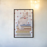 Cozy Readers Club IV v2 by Lindley Wiesner. shown as a paper print in a black flame. Available as a archival giclee rolled canvas, fine art paper, or poster print. SKU 98237h.