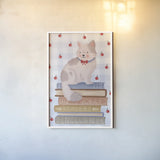 Cozy Readers Club IV v2 by Lindley Wiesner. shown as a paper print in a white frame. Available as a archival giclee rolled canvas, fine art paper, or poster print. SKU 98237h.