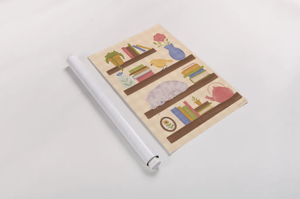 Cozy Readers Club V by Lindley Wiesner. shown as a rolled paper print. Available as archival giclee rolled canvas, fine art paper, or poster print. SKU 97932h.