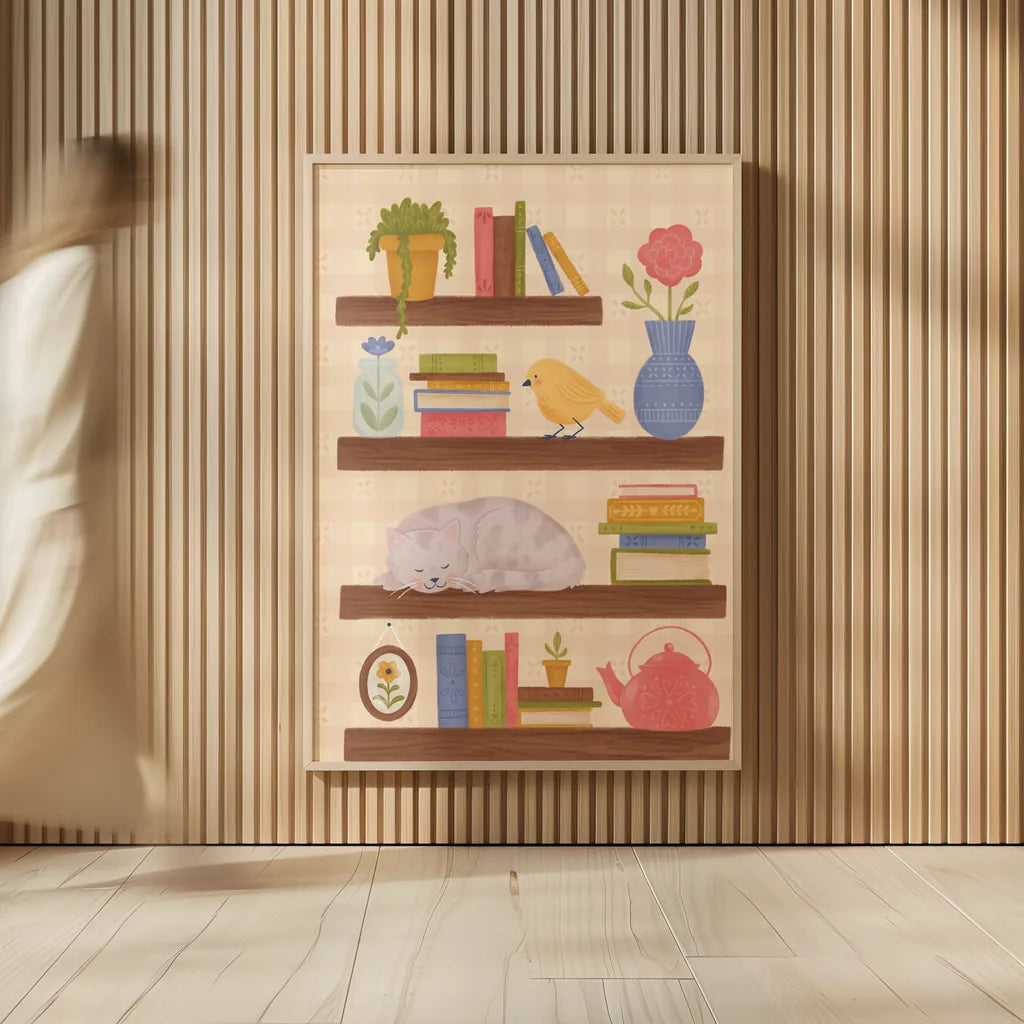 Cozy Readers Club V by Lindley Wiesner. shown as over sized large wall art. Available as an archival giclee rolled canvas, fine art paper, or poster print. SKU 97932h.