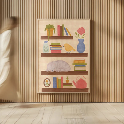 Cozy Readers Club V by Lindley Wiesner. shown as over sized large wall art. Available as an archival giclee rolled canvas, fine art paper, or poster print. SKU 97932h.