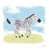 Happy Zebra by Lindley Wiesner. SKU 98372a. Archival Giclee Fine art print for wall decor.