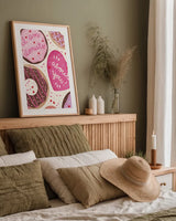 I Am Donuts About You by Lindley Wiesner. shown as a paper print in a natural frame. Available as a archival giclee rolled canvas, fine art paper, or poster print. SKU 100037h.