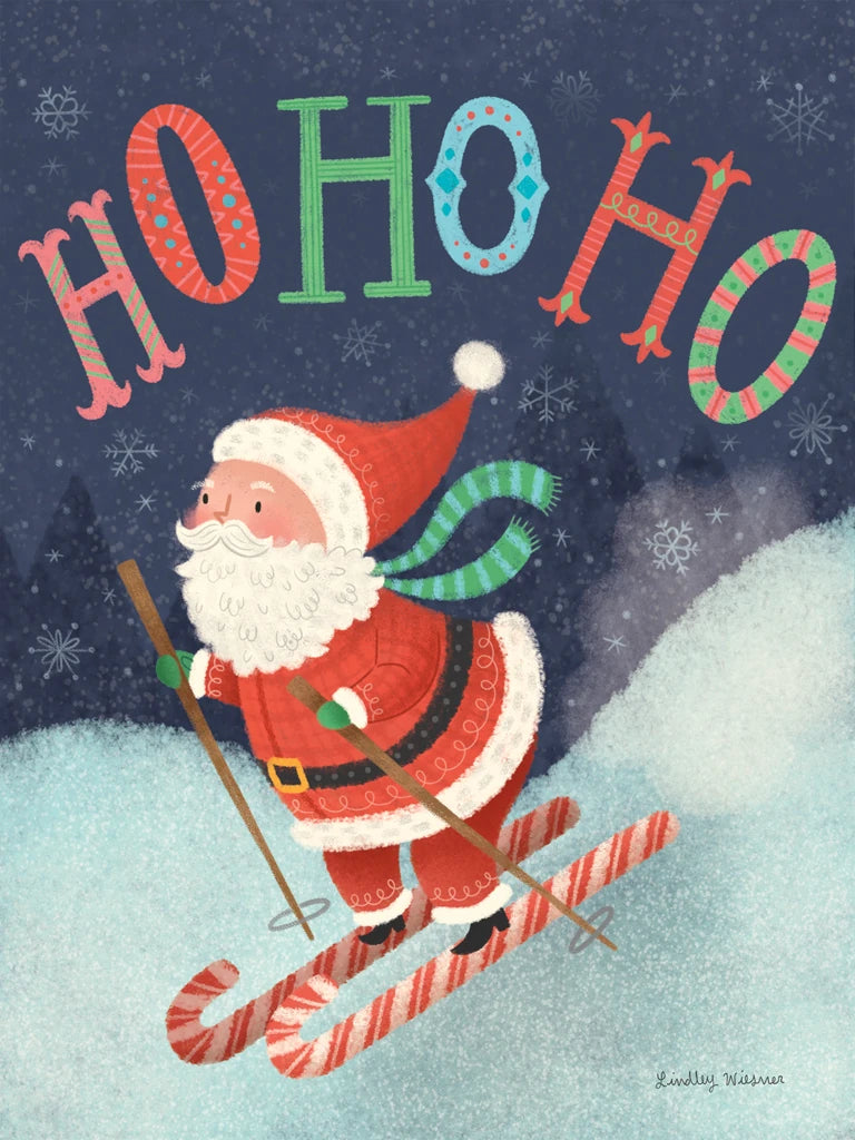 Skiing Santa by Lindley Wiesner