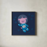 Space Tails II by Lindley Wiesner. Shown in a sleek black glass frame for a contemporary gallery look. Available as an archival giclee rolled canvas, fine art paper, or poster print. SKU 98266a.