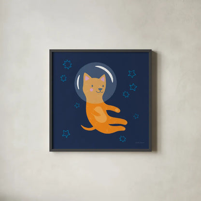 Space Tails IV by Lindley Wiesner. Shown in a sleek black glass frame for a contemporary gallery look. Available as an archival giclee rolled canvas, fine art paper, or poster print. SKU 98268a.