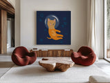 Space Tails IV by Lindley Wiesner. Shown as extra-large giant wall art in a modern living room. Available as an archival giclee rolled canvas, fine art paper, or poster print. SKU 98268a.