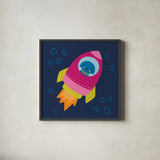Space Tails VI by Lindley Wiesner. Shown in a sleek black glass frame for a contemporary gallery look. Available as an archival giclee rolled canvas, fine art paper, or poster print. SKU 98270a.