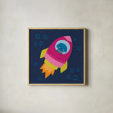 Space Tails VI by Lindley Wiesner. Shown in a natural wood glass frame for a timeless modern aesthetic. Available as an archival giclee rolled canvas, fine art paper, or poster print. SKU 98270a.