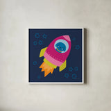 Space Tails VI by Lindley Wiesner. Shown in a crisp white glass frame for a clean and minimalist style. Available as an archival giclee rolled canvas, fine art paper, or poster print. SKU 98270a.