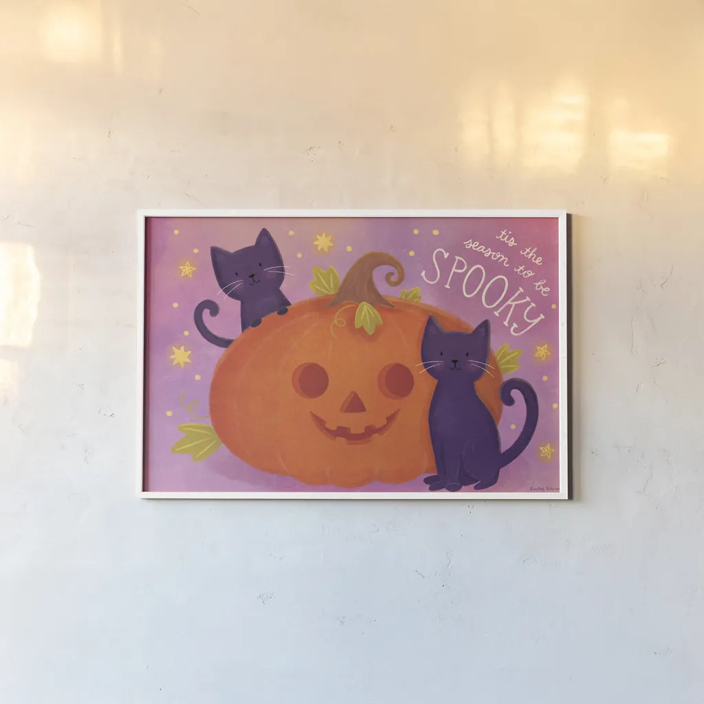Spooky Pals II by Lindley Wiesner. shown as a paper print in a white frame. Available as a archival giclee rolled canvas, fine art paper, or poster print. SKU 99469i.