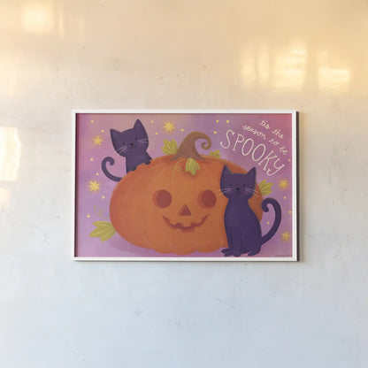 Spooky Pals II by Lindley Wiesner. shown as a paper print in a white frame. Available as a archival giclee rolled canvas, fine art paper, or poster print. SKU 99469i.