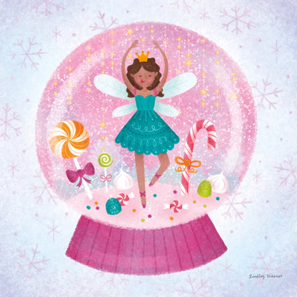 Sugar Plum Snowglobe by Lindley Wiesner. SKU 95980a. Archival Giclee Fine art print for wall decor.