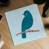 Sweet Songbirds I by Lindley Wiesner. Shown as a detailed flat fine art print, highlighting archival giclee quality. Available as an archival giclee rolled canvas, fine art paper, or poster print. SKU 98271a.