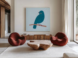 Sweet Songbirds I by Lindley Wiesner. Shown as extra-large giant wall art in a modern living room. Available as an archival giclee rolled canvas, fine art paper, or poster print. SKU 98271a.