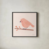 Sweet Songbirds II by Lindley Wiesner. Shown in a sleek black glass frame for a contemporary gallery look. Available as an archival giclee rolled canvas, fine art paper, or poster print. SKU 98272a.