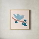 Sweet Songbirds III by Lindley Wiesner. Shown in a natural wood glass frame for a timeless modern aesthetic. Available as an archival giclee rolled canvas, fine art paper, or poster print. SKU 98273a.