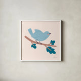 Sweet Songbirds III by Lindley Wiesner. Shown in a crisp white glass frame for a clean and minimalist style. Available as an archival giclee rolled canvas, fine art paper, or poster print. SKU 98273a.