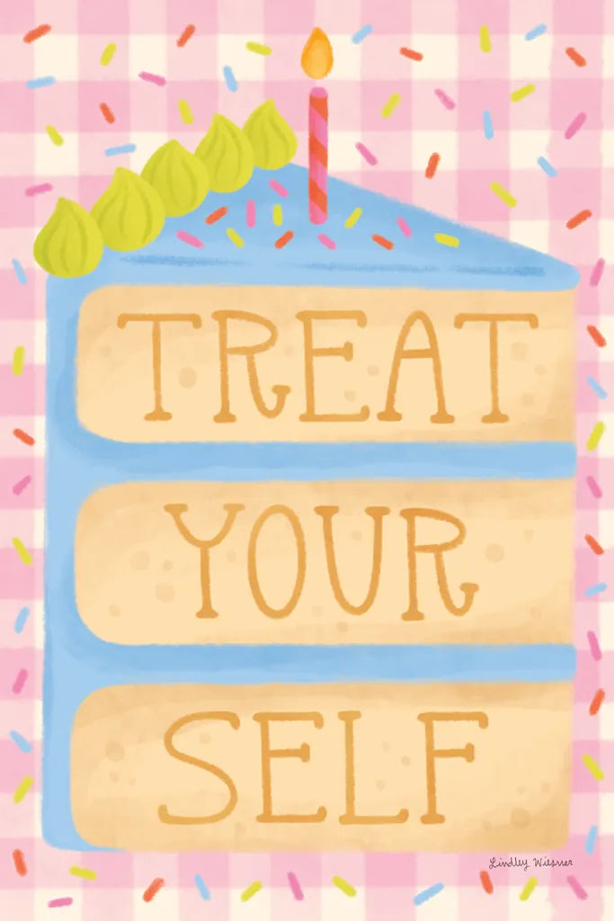 Treat Yourself by Lindley Wiesner. SKU 100038h. Archival Giclee Fine art print for wall decor.