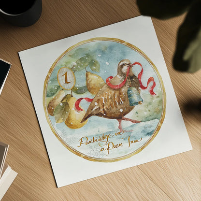 12 Days of Christmas I Round by Lisa Audit. Shown as a detailed flat fine art print, highlighting archival giclee quality. Available as an archival giclee rolled canvas, fine art paper, or poster print. SKU 32427a.