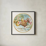 12 Days of Christmas I Round by Lisa Audit. Shown in a sleek black glass frame for a contemporary gallery look. Available as an archival giclee rolled canvas, fine art paper, or poster print. SKU 32427a.