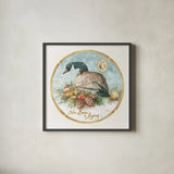 12 Days of Christmas VI Round by Lisa Audit. Shown in a sleek black glass frame for a contemporary gallery look. Available as an archival giclee rolled canvas, fine art paper, or poster print. SKU 32433a.