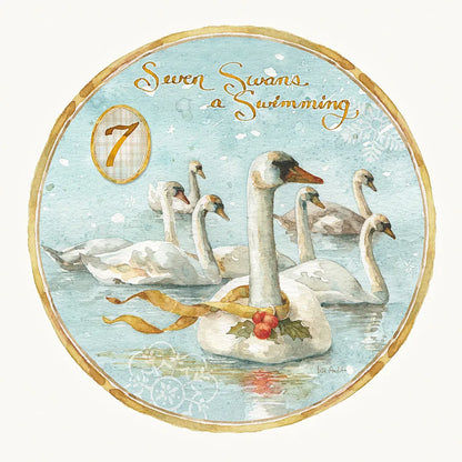 12 Days of Christmas VII Round by Lisa Audit. SKU 32434a. Archival Giclee Fine art print for wall decor.