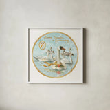12 Days of Christmas VII Round by Lisa Audit. Shown in a crisp white glass frame for a clean and minimalist style. Available as an archival giclee rolled canvas, fine art paper, or poster print. SKU 32434a.