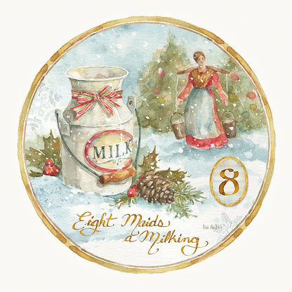 12 Days of Christmas VIII Round by Lisa Audit. SKU 32435a. Archival Giclee Fine art print for wall decor.