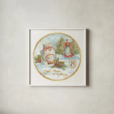 12 Days of Christmas VIII Round by Lisa Audit. Shown in a crisp white glass frame for a clean and minimalist style. Available as an archival giclee rolled canvas, fine art paper, or poster print. SKU 32435a.