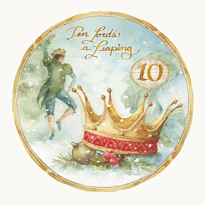 12 Days of Christmas X Round by Lisa Audit. SKU 32436a. Archival Giclee Fine art print for wall decor.