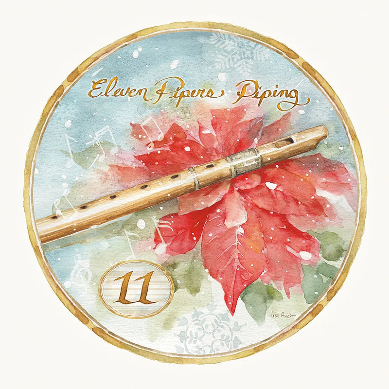 12 Days of Christmas XI Round by Lisa Audit. SKU 32437a. Archival Giclee Fine art print for wall decor.