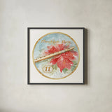 12 Days of Christmas XI Round by Lisa Audit. Shown in a sleek black glass frame for a contemporary gallery look. Available as an archival giclee rolled canvas, fine art paper, or poster print. SKU 32437a.