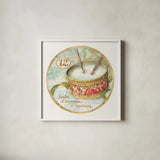 12 Days of Christmas XII Round by Lisa Audit. Shown in a crisp white glass frame for a clean and minimalist style. Available as an archival giclee rolled canvas, fine art paper, or poster print. SKU 32438a.