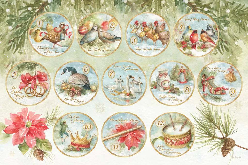 12 days of Christmas XIII by Lisa Audit. SKU 37368i. Archival Giclee Fine art print for wall decor.