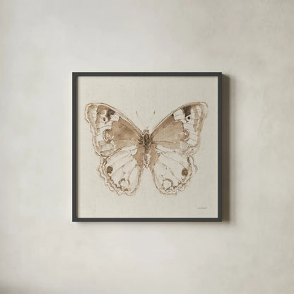 A Blue Note Butterfly I by Lisa Audit. Shown in a sleek black glass frame for a contemporary gallery look. Available as an archival giclee rolled canvas, fine art paper, or poster print. SKU 99530a.