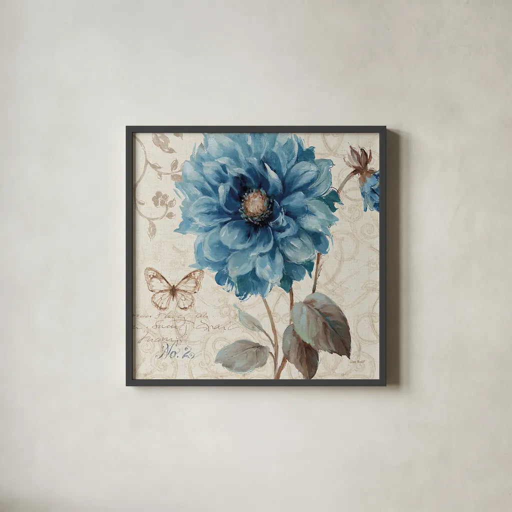 A Blue Note II by Lisa Audit. Shown in a sleek black glass frame for a contemporary gallery look. Available as an archival giclee rolled canvas, fine art paper, or poster print. SKU 14800a.