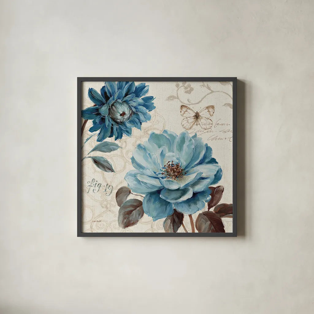 A Blue Note III by Lisa Audit. Shown in a sleek black glass frame for a contemporary gallery look. Available as an archival giclee rolled canvas, fine art paper, or poster print. SKU 14801a.
