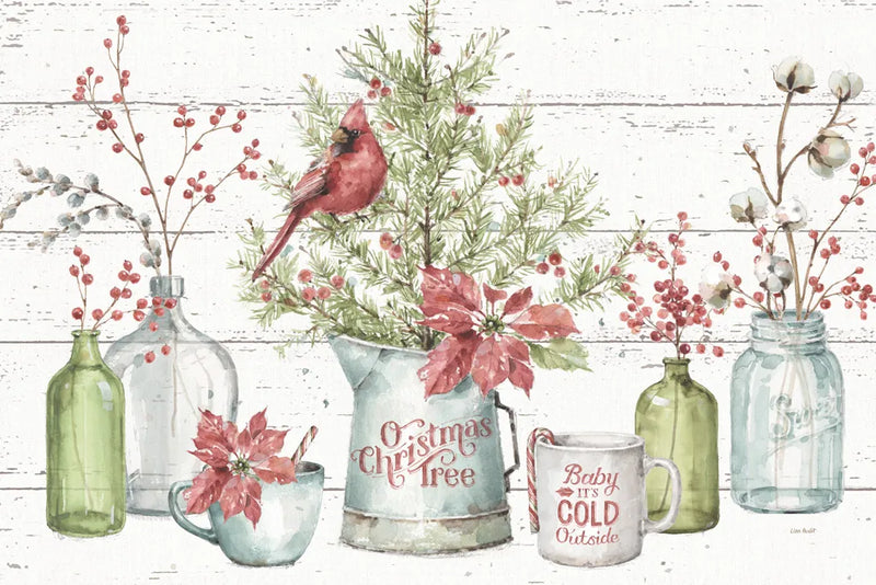 A Christmas Weekend I Shiplap by Lisa Audit. SKU 37961i. Archival Giclee Fine art print for wall decor.
