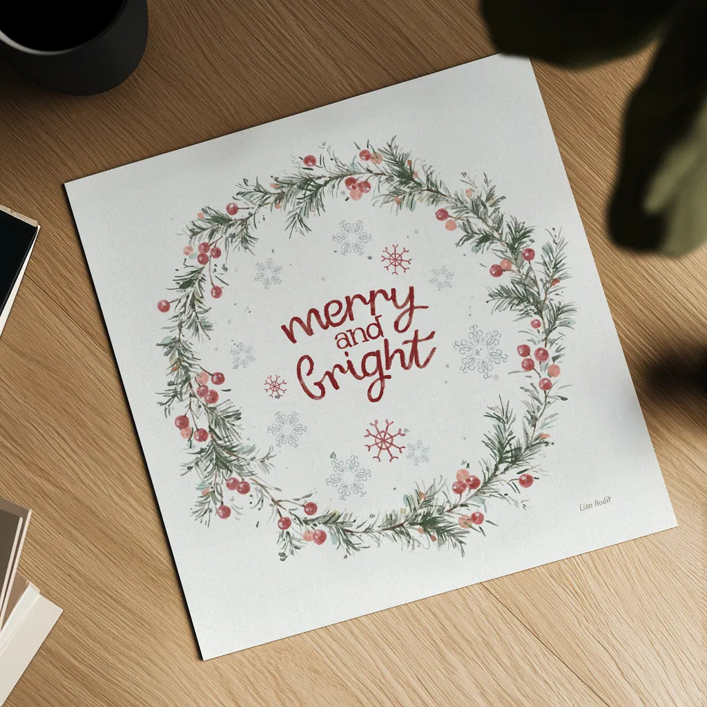 A Christmas Weekend Merry and Bright by Lisa Audit. Shown as a detailed flat fine art print, highlighting archival giclee quality. Available as an archival giclee rolled canvas, fine art paper, or poster print. SKU 59678a.