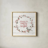A Christmas Weekend V Shiplap by Lisa Audit. Shown in a natural wood glass frame for a timeless modern aesthetic. Available as an archival giclee rolled canvas, fine art paper, or poster print. SKU 37964a.