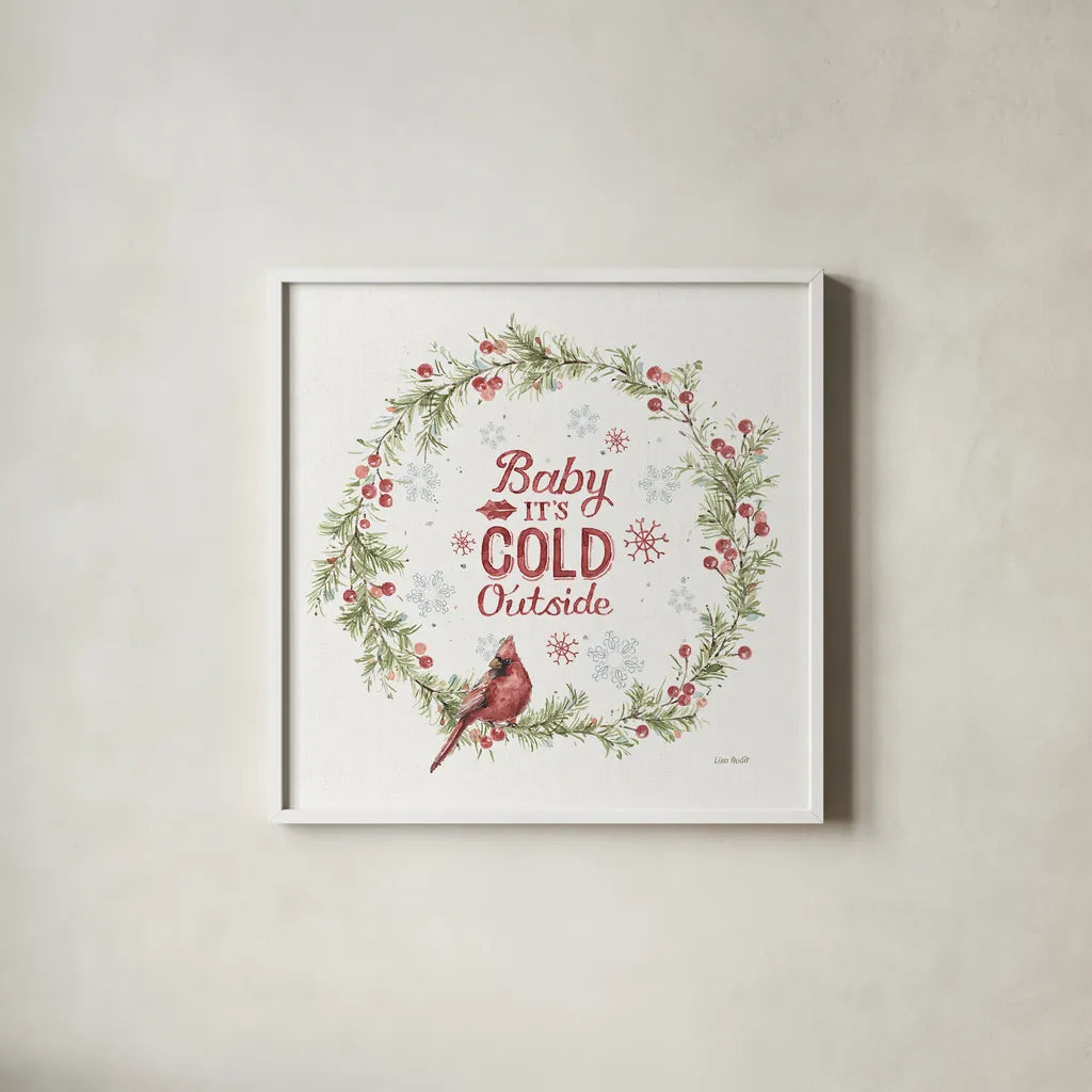 A Christmas Weekend VI by Lisa Audit. Shown in a crisp white glass frame for a clean and minimalist style. Available as an archival giclee rolled canvas, fine art paper, or poster print. SKU 37216a.