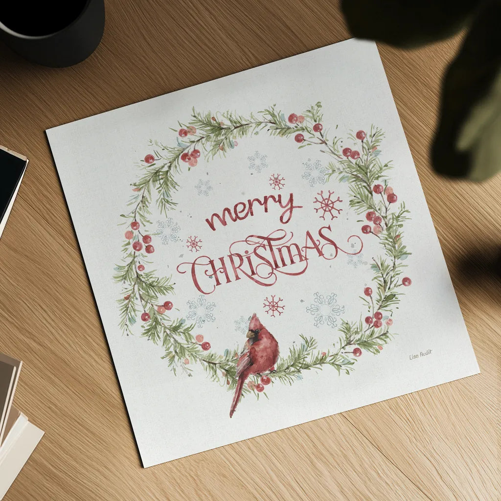 A Christmas Weekend VI Merry Christmas by Lisa Audit. Shown as a detailed flat fine art print, highlighting archival giclee quality. Available as an archival giclee rolled canvas, fine art paper, or poster print. SKU 72261a.