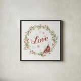 A Christmas Weekend VII Love by Lisa Audit. Shown in a sleek black glass frame for a contemporary gallery look. Available as an archival giclee rolled canvas, fine art paper, or poster print. SKU 59016a.